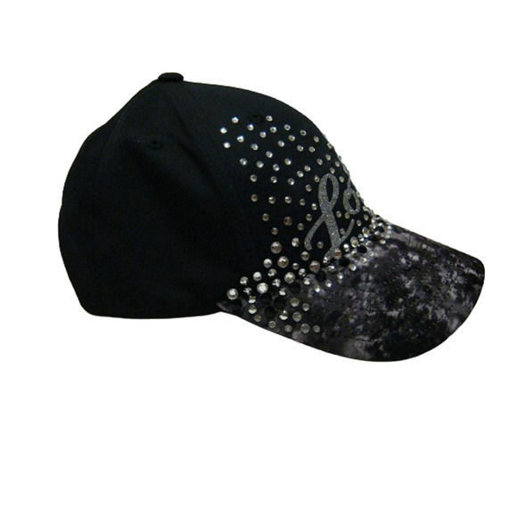 Black Grey Bling Rhinestone Studded Hip hop Streetwear style Baseball Cap Hat - Picture 7 of 10